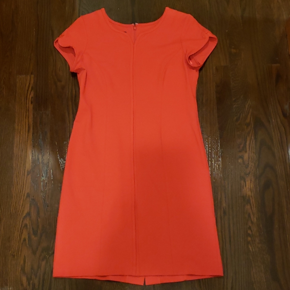 Red Talbots short sleeve fitted dress with split